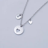 Heart Initial Necklace For Women Personalized Name Pendant Stainless Steel