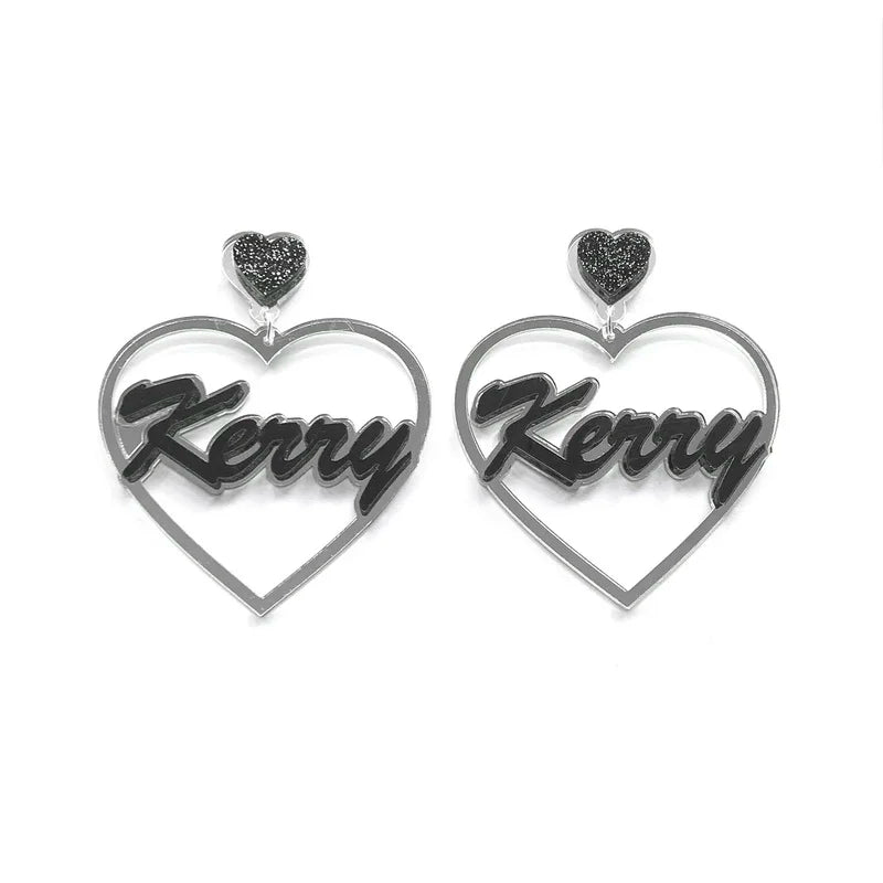 Personalized Heart Shape Acrylic Stud Earrings Women Gift
