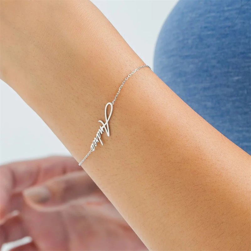 Custom Name Bracelet Stainless Steel Personalized Wrist Chain Jewelry