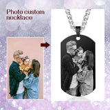 Custom Photo Necklace for Men Dad Picture Pendant Dog Tag Memorial