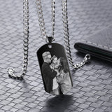 Custom Photo Necklace for Men Dad Picture Pendant Dog Tag Memorial