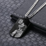 Custom Photo Necklace for Men Dad Picture Pendant Dog Tag Memorial