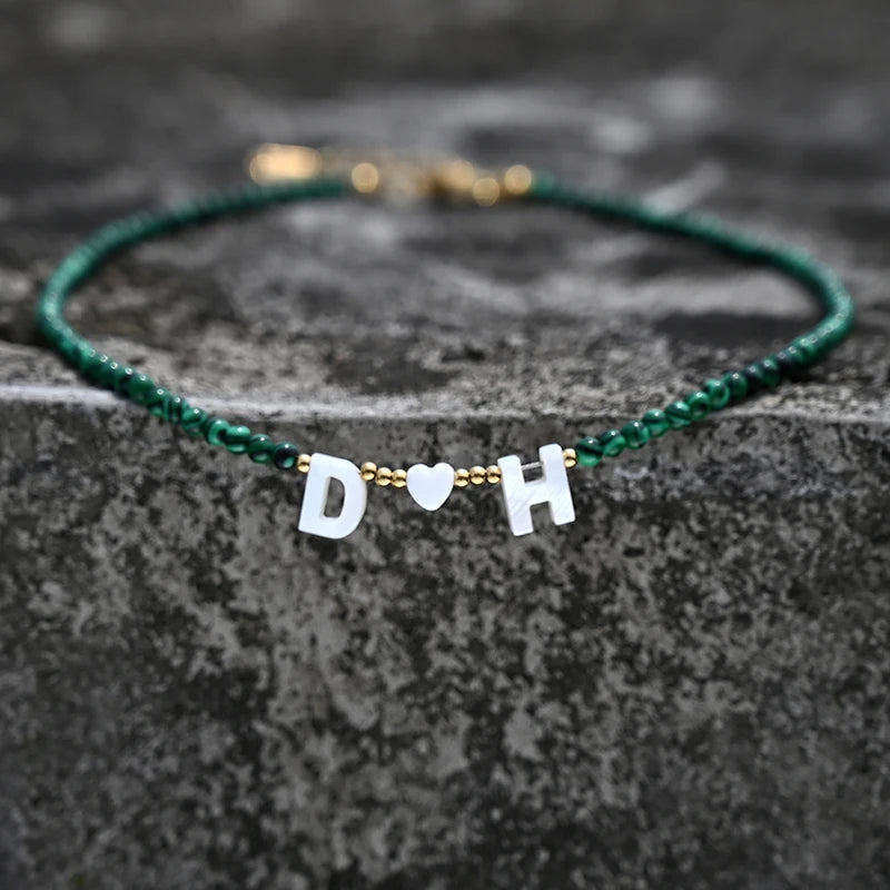 Personalized Shell Initial Choker Heart Necklace