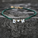 Personalized Shell Initial Choker Heart Necklace