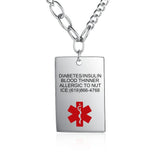 Men's Stainless Steel Medical Alert Necklace