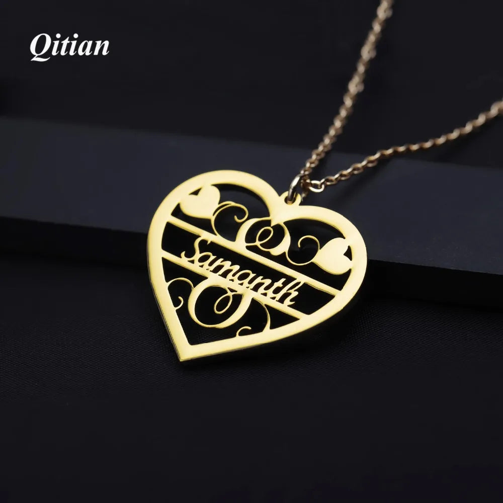 Customizable Heart Necklace - Stainless Steel Jewelry