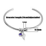 Custom Birthstone Leaf Charm Bracelet for Women