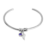Custom Birthstone Leaf Charm Bracelet for Women