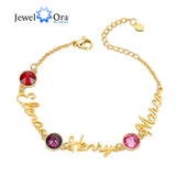 Custom Kids Name Birthstone Bracelet for Mom