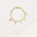 Personalized 1-6 Letter Bracelet Women Stainless Steel Chain Bangle Mama Silver