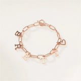 Personalized 1-6 Letter Bracelet Women Stainless Steel Chain Bangle Mama Silver