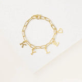 Personalized 1-6 Letter Bracelet Women Stainless Steel Chain Bangle Mama Silver