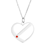 Personalized 12-Color Birthstone Heart Pendant Necklace with Family Names