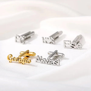 Personalized Name Cufflinks Stainless Steel Couple Jewelry