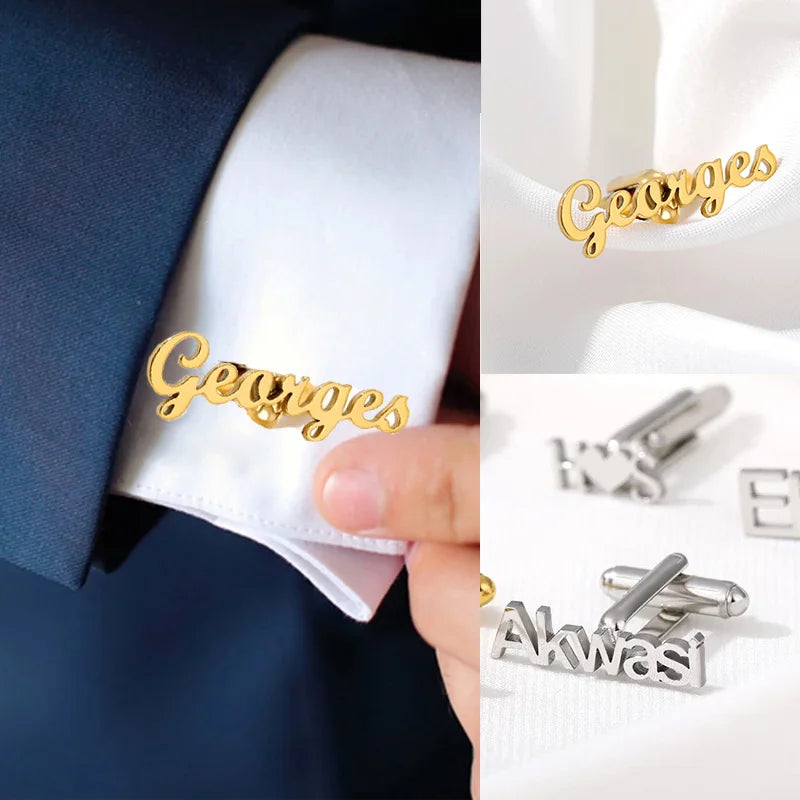 Personalized Name Cufflinks Stainless Steel Couple Jewelry