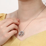 Custom Engraved Family Name Necklace Stainless Steel Circles Pendant