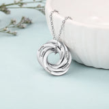 Custom Engraved Family Name Necklace Stainless Steel Circles Pendant