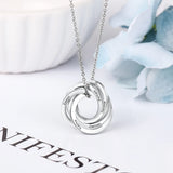 Custom Engraved Family Name Necklace Stainless Steel Circles Pendant