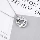 Custom Engraved Family Name Necklace Stainless Steel Circles Pendant