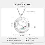 Personalized 2 Hearts Stainless Steel Necklace with Birthstones