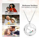 Personalized 2 Hearts Stainless Steel Necklace with Birthstones