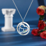 Personalized 2 Hearts Stainless Steel Necklace with Birthstones