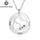 Personalized 2 Hearts Stainless Steel Necklace with Birthstones