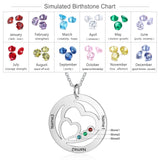 Personalized 2 Hearts Stainless Steel Necklace with Birthstones