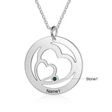 Personalized 2 Hearts Stainless Steel Necklace with Birthstones
