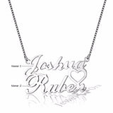 Personalized 2 Names Heart Necklace for Women
