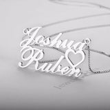 Personalized 2 Names Heart Necklace for Women