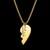 Personalized Heart Couple Pendant Name Necklace Set Stainless Steel