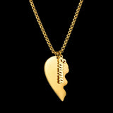Personalized Heart Couple Pendant Name Necklace Set Stainless Steel