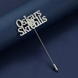 Personalized 2Names Long Pin Brooch Stainless Steel Lapel Pin