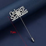 Personalized 2Names Long Pin Brooch Stainless Steel Lapel Pin