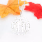 Personalized Monogram Necklace Rose Letter Nameplated Round Necklaces