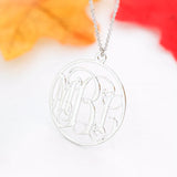 Personalized Monogram Necklace Rose Letter Nameplated Round Necklaces