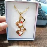Personalized 3 Love Heart Hollow Pendant Necklace Birthstone Name Necklace Gift