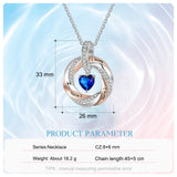 Personalized 3 Names Necklace with Heart Birthstone & Twisted Pendant