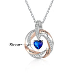 Personalized 3 Names Necklace with Heart Birthstone & Twisted Pendant