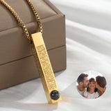 Personalized 3D Bar Necklaces Projection Photo Necklace