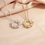 Personalized Flower Pendant Necklace with 4 Names Engraving