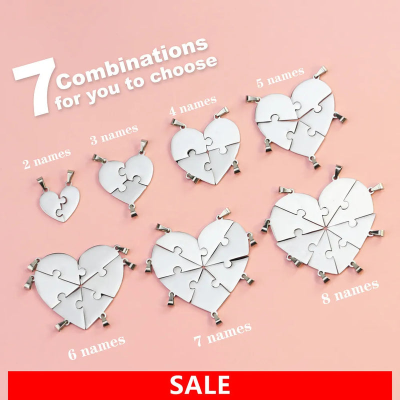 Family Heart Shape Necklace, Stainless Steel, 5 Stars Reviews