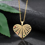 Personalized Mother Birthstones Heart Necklace Family Name Pendant