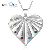 Personalized Mother Birthstones Heart Necklace Family Name Pendant