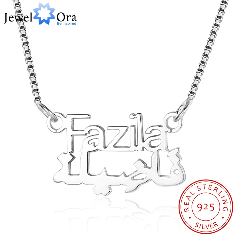 Personalized Arabic Name Necklace 925 Silver Nameplate Pendant