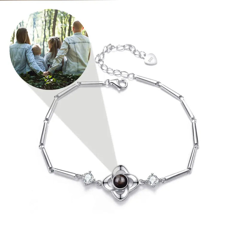 Custom 925 Silver Photo Bracelet - Personalized Projection Bracelet for Her