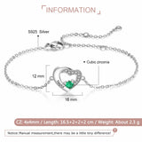 Personalized Name Bracelet with Birthstone for Women, Heart Chain Bracelet