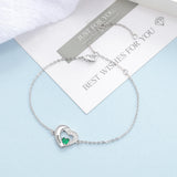 Personalized Name Bracelet with Birthstone for Women, Heart Chain Bracelet