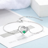 Personalized Name Bracelet with Birthstone for Women, Heart Chain Bracelet